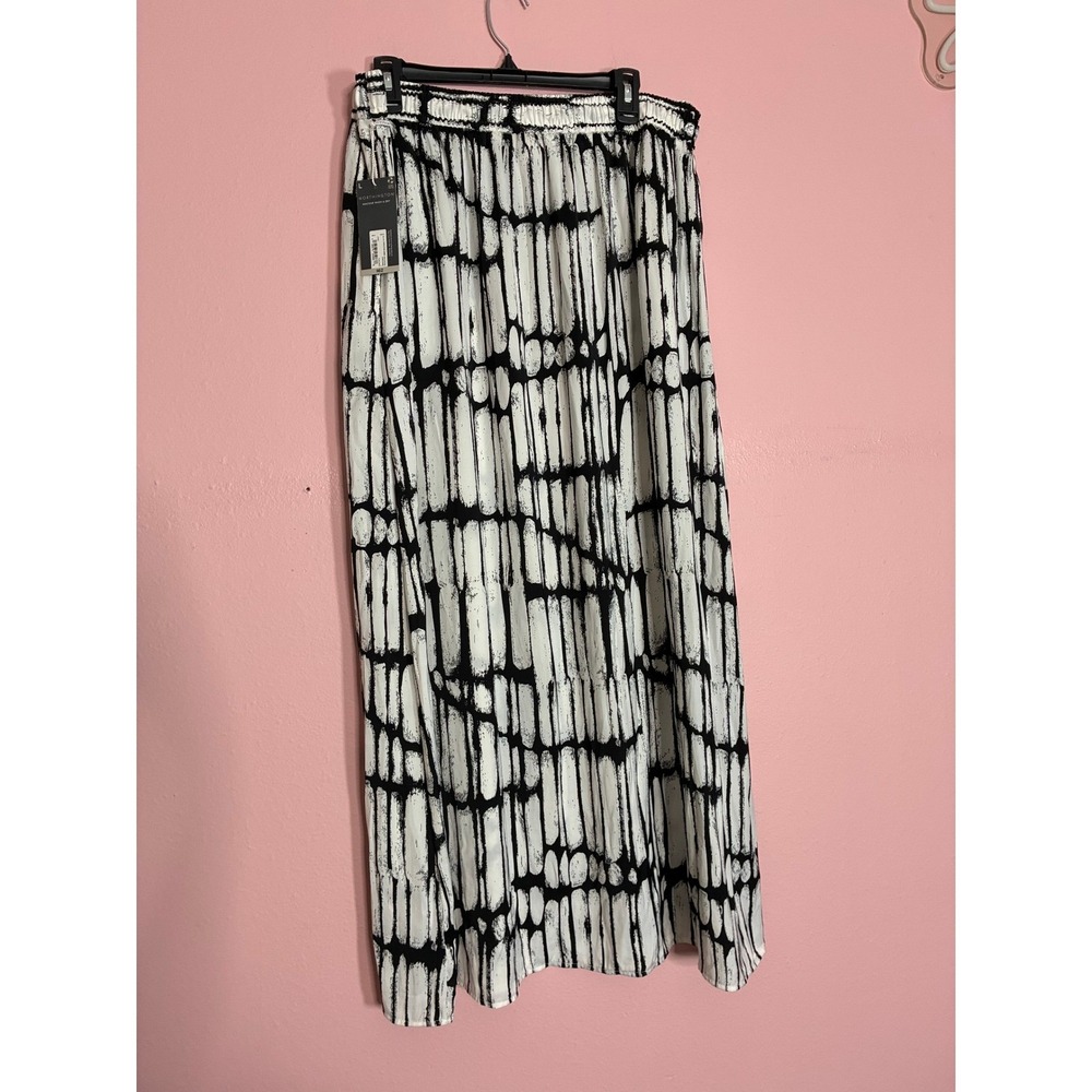 Worthington Women's Black White Abstract Print Maxi Skirt Size L NWT - Picture 7 of 9